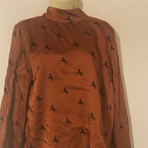 Forever 21 Horses Blouse Contemporary Collection Large